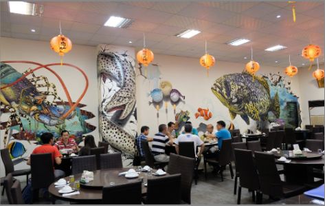 新郑海鲜餐厅墙体彩绘